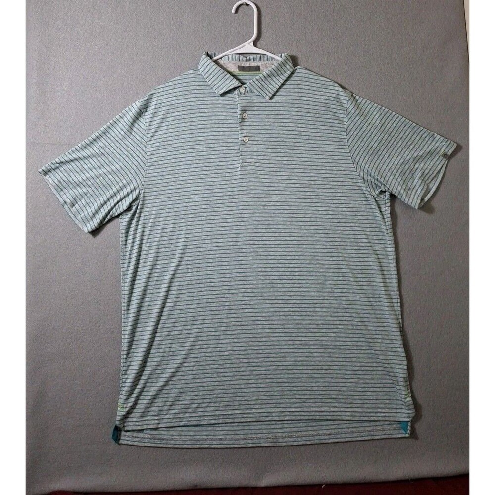 Tasc Performance Polo Shirt Mens XL Gray Striped Stretch Activewear Golf Outdoor